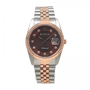 Bonia BNB10552-1643 Silver Rosegold Brown Man